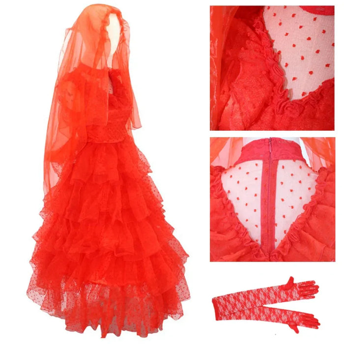 Lydia Deetz Red Wedding Dress Costume – Beetlejuice Outfit Set - for just $106.95! 