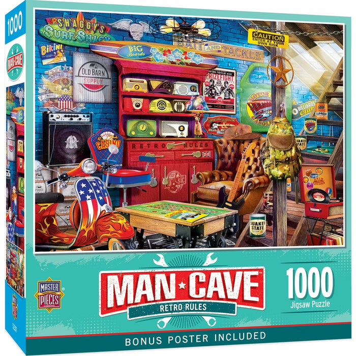 Man Cave - Retro Rules 1000 Piece Jigsaw Puzzle - for just $16.99! 