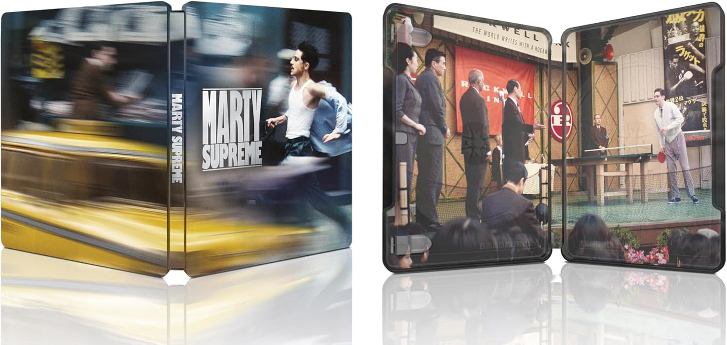 Marty Supreme - Limited Edition Steelbook + Collectible Cards (4K Ultra HD + Blu-ray) - for just $54.99! 
