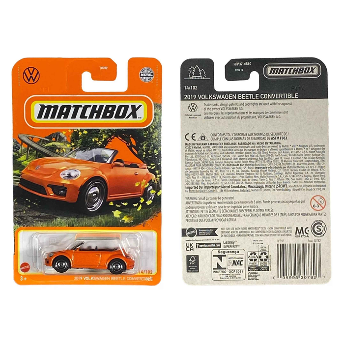 Matchbox 2019 Volkswagen Beetle Convertible Orange 14/102 HFP37 - for just $2.49! 