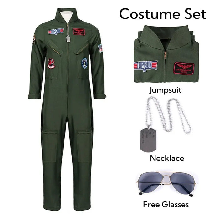 Top Gun Maverick Flight Suit – Pilot Cosplay Costume with Glasses - for just $115.95! 