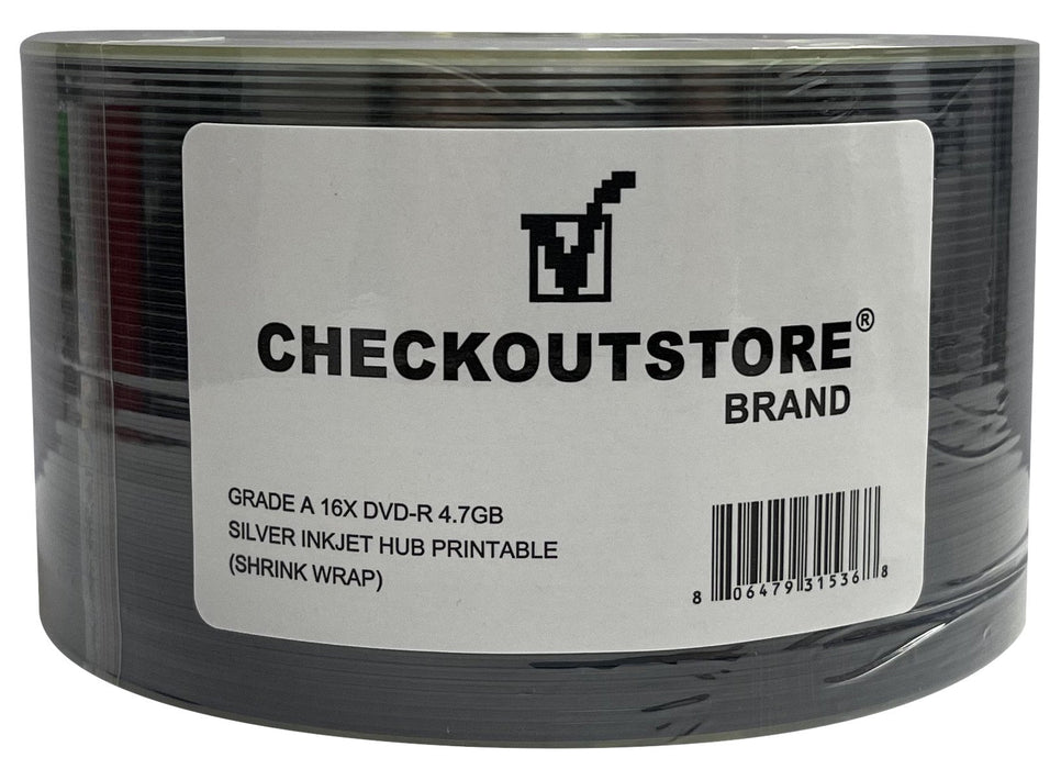 Grade A 16X DVD-R 4.7GB Silver Inkjet Hub Printable (Shrink Wrap) - for just $21.95! 