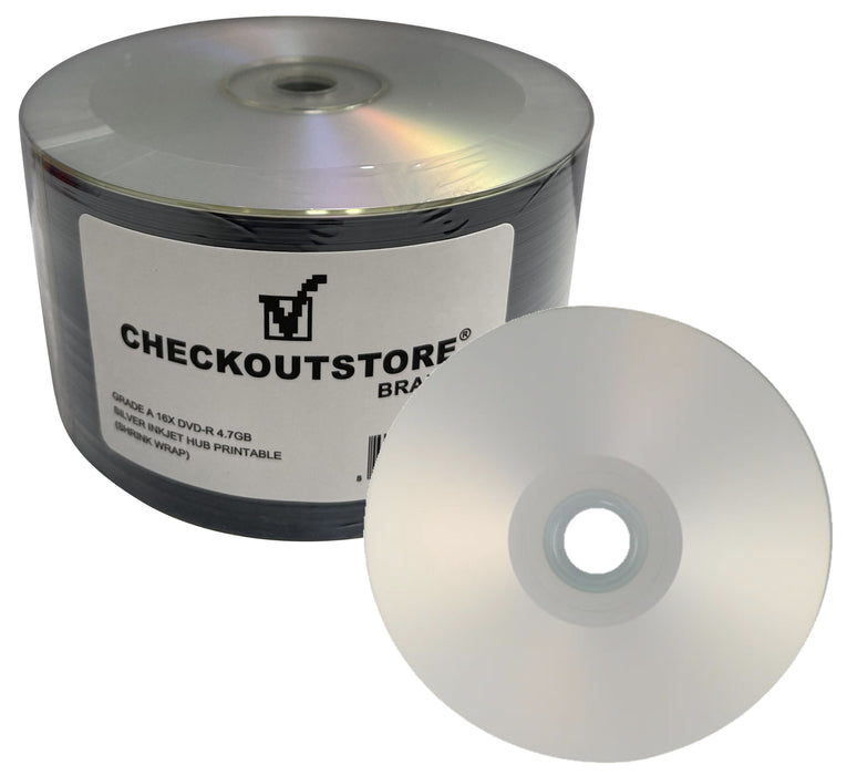 Grade A 16X DVD-R 4.7GB Silver Inkjet Hub Printable (Shrink Wrap) - for just $21.95! 