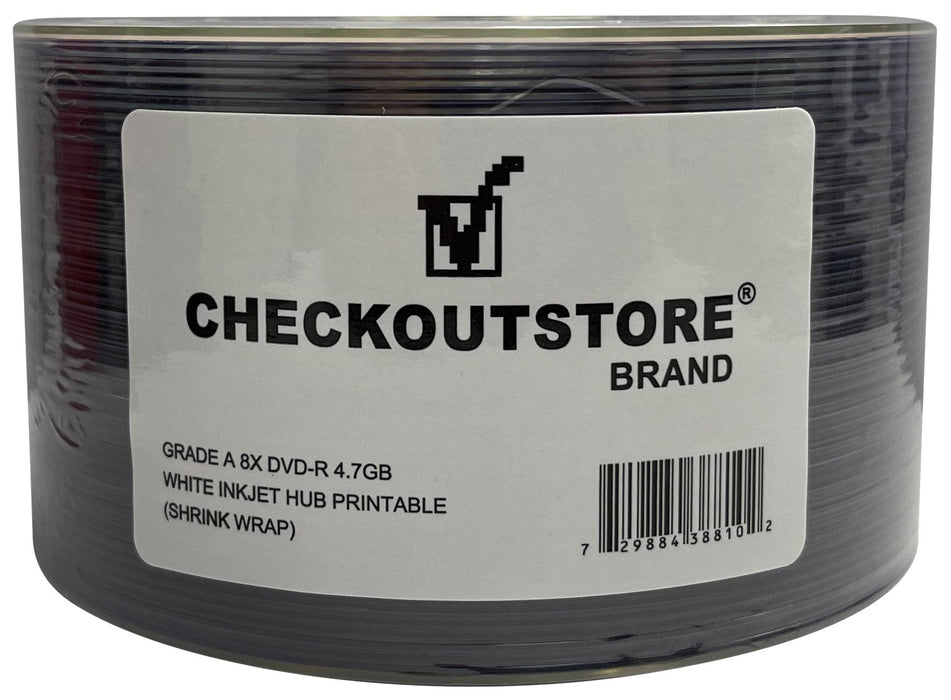 Grade A 8X DVD-R 4.7GB White Inkjet Hub Printable (Shrink Wrap) - for just $20.95! 