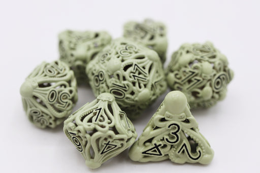 Mind Eater: Glow Green - Hollow Metal RPG Dice Set - for just $69.99! 