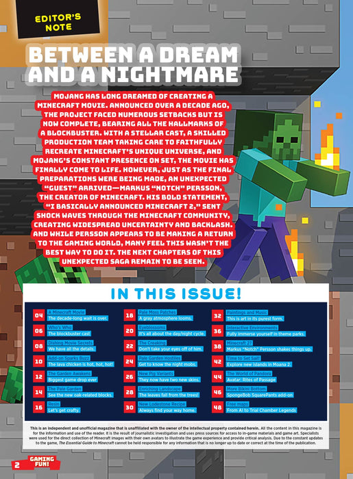 Minecraft - The Ultimate Guide: Notch's Shocking Announcement Of Potential Minecraft 2, The Minecraft Movie, New Updates, Pale Garden, Spongebob Add-On, New Pig Variants, Exclusive Insights & More! - for just $12.99! 