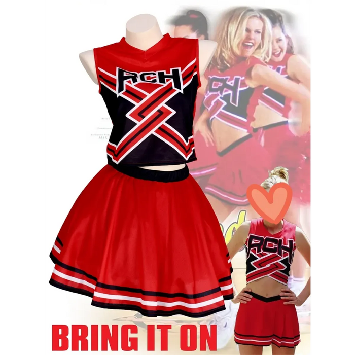 Takerlama RCH Printed Cheerleader Uniform Bring it On Cosplay Women's Fancy Dress Tank Top Mini Skirt Halloween Costume Clothes - for just $61.95! 