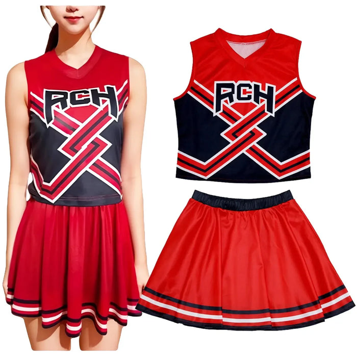 Takerlama RCH Printed Cheerleader Uniform Bring it On Cosplay Women's Fancy Dress Tank Top Mini Skirt Halloween Costume Clothes - for just $61.95! 