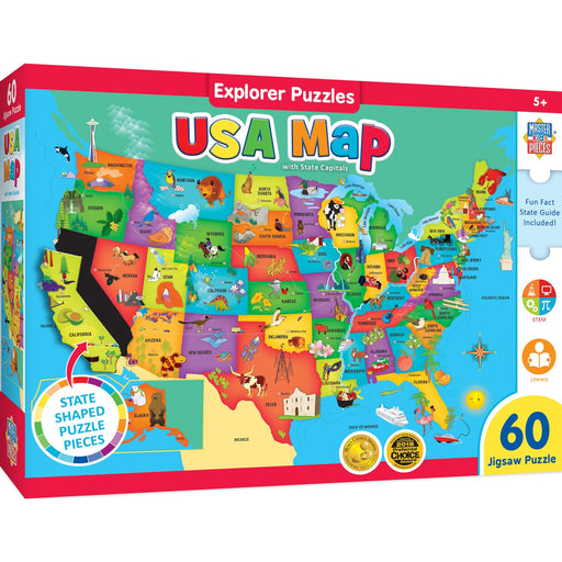 Explorer - USA Map 60 Piece Jigsaw Puzzle - Just $12.99! Shop now at Retro Gaming of Denver