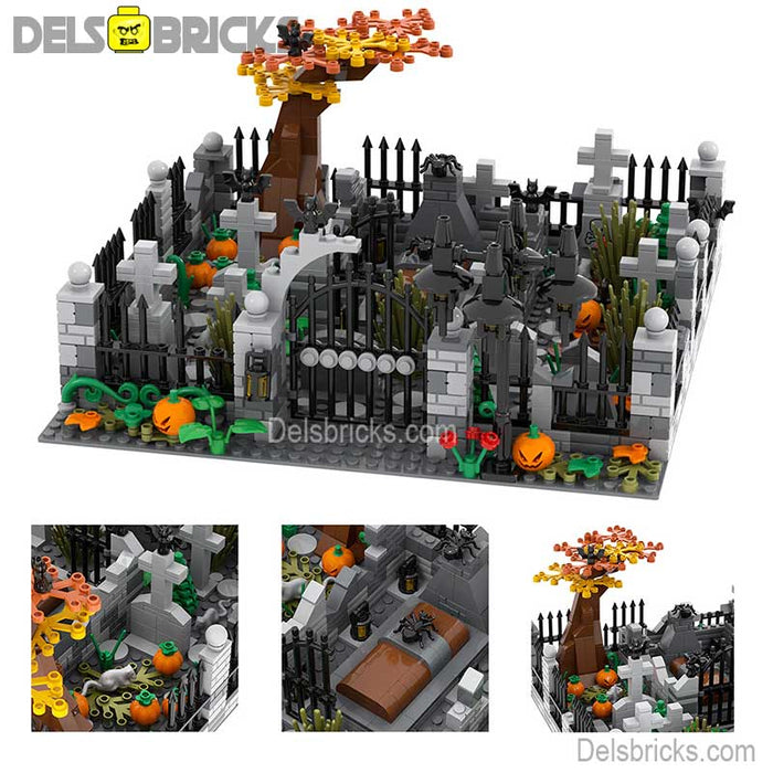 Halloween Cemetary Playset - New Lego Minifigures Horror Custom Toys - Just $49.99! Shop now at Retro Gaming of Denver