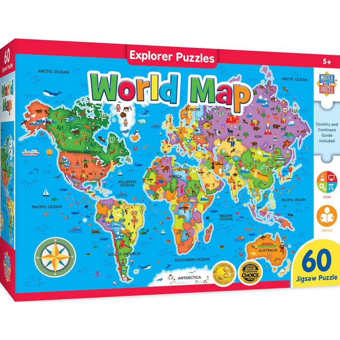 Explorer - World Map 60 Piece Jigsaw Puzzle - for just $12.99! 