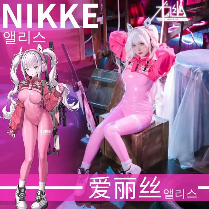 Nikki Alice Cosplay Costume – Pink Bodysuit, Jacket, Wig & Ears Set - for just $61.95! 