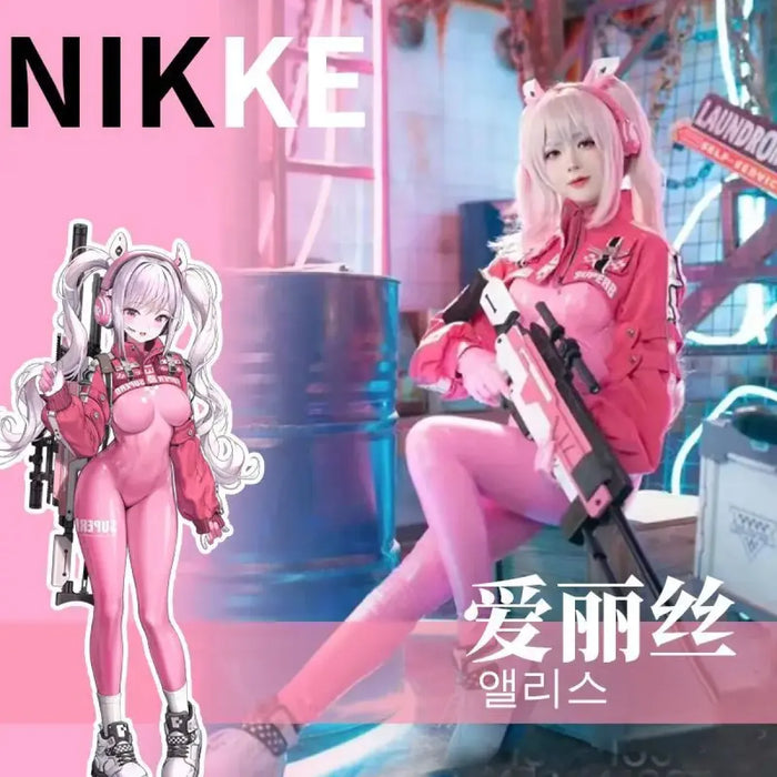 Nikki Alice Cosplay Costume – Pink Bodysuit, Jacket, Wig & Ears Set - for just $61.95! 