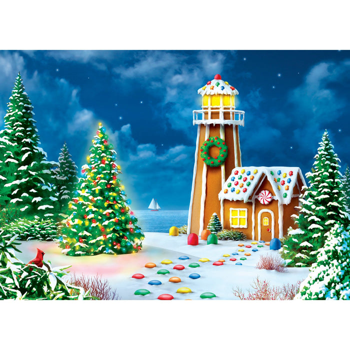 Sparkle & Shine - Gingerbread Lighthouse 500 Piece Glitter Jigsaw Puzzle - Just $14.99! Shop now at Retro Gaming of Denver