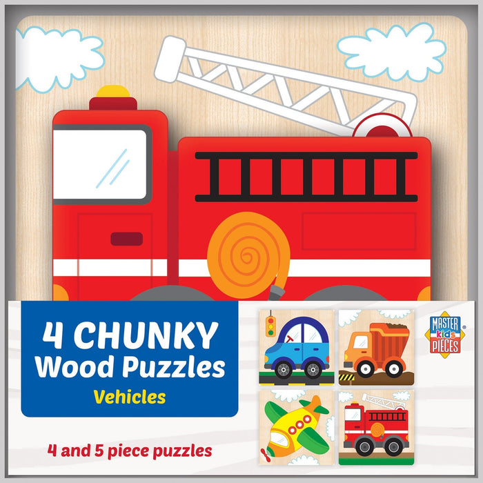 Vehicles Chunky Wood Puzzles - Kids 4-Pack - for just $16.99! 
