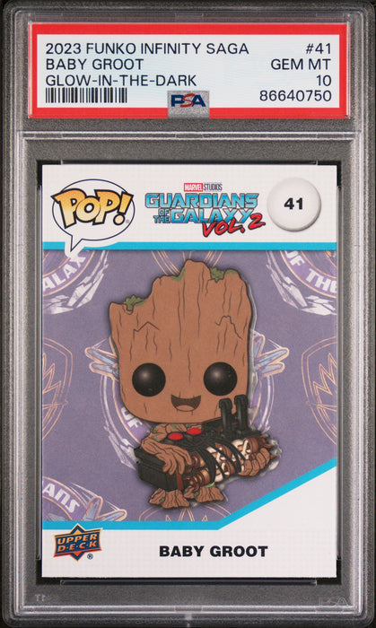 2023 UPPER DECK FUNKO POP MARVEL  BABY GROOT GLOWINTHEDARK #41  PSA 10 - for just $99! 
