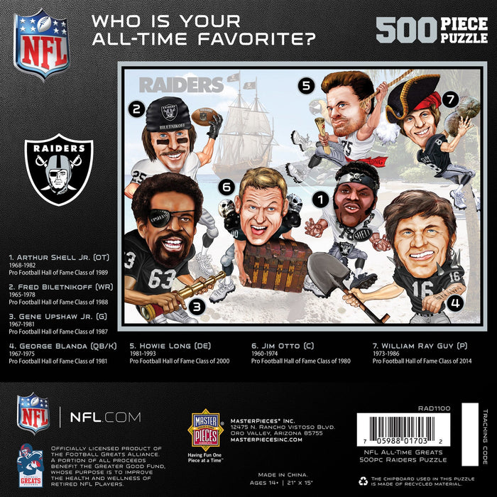 Las Vegas Raiders - All Time Greats 500 Piece Jigsaw Puzzle - Just $19.99! Shop now at Retro Gaming of Denver