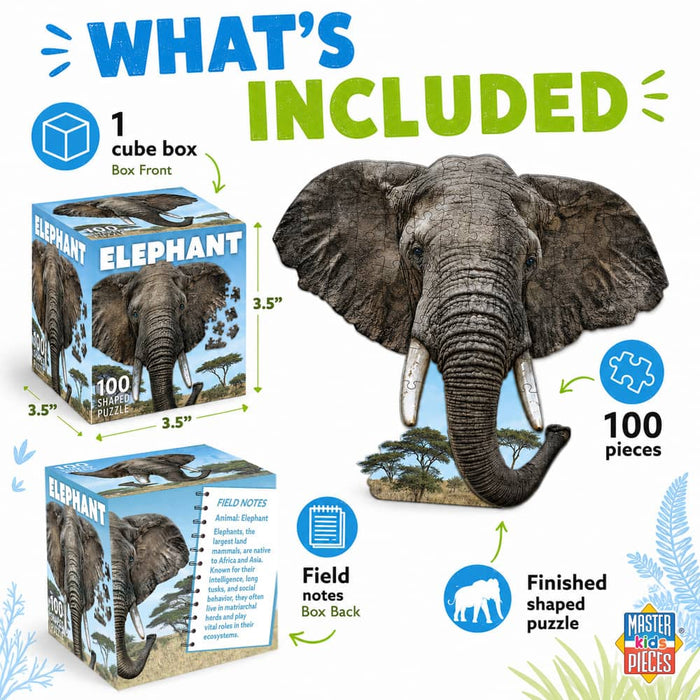 Elephant 100 Piece Shaped Jigsaw Puzzle - for just $7.99! 