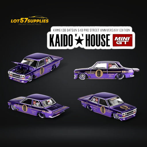Mini GT x Kaido House Datsun KAIDO 510 Datsun 510 PRO STREET Chrome Purple 1:64 - for just $29.99! 