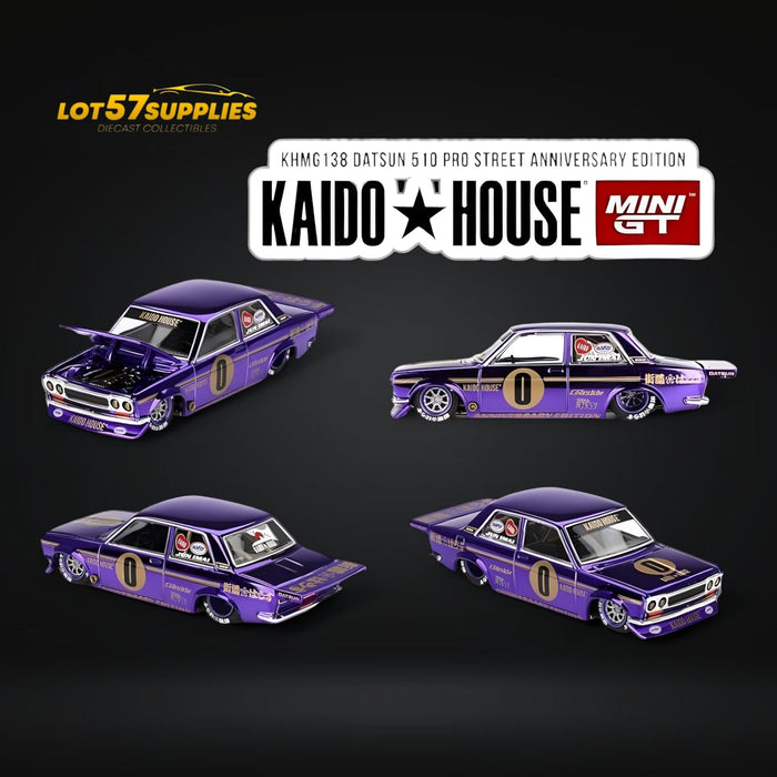 Mini GT x Kaido House Datsun KAIDO 510 Datsun 510 PRO STREET Chrome Purple 1:64 - for just $29.99! 