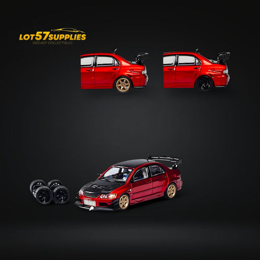 CM Model Mitsubishi Lancer Evolution IX Widebody Metallic Red Carbon Hood 1:64 - for just $31.99! 