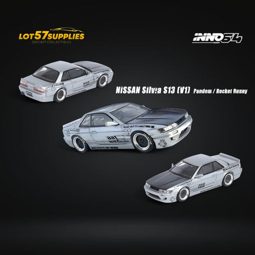Inno64 Nissan Silvia S13 (V1) Pandem Rocket Bunny in Silver 1:64 - for just $29.99! 