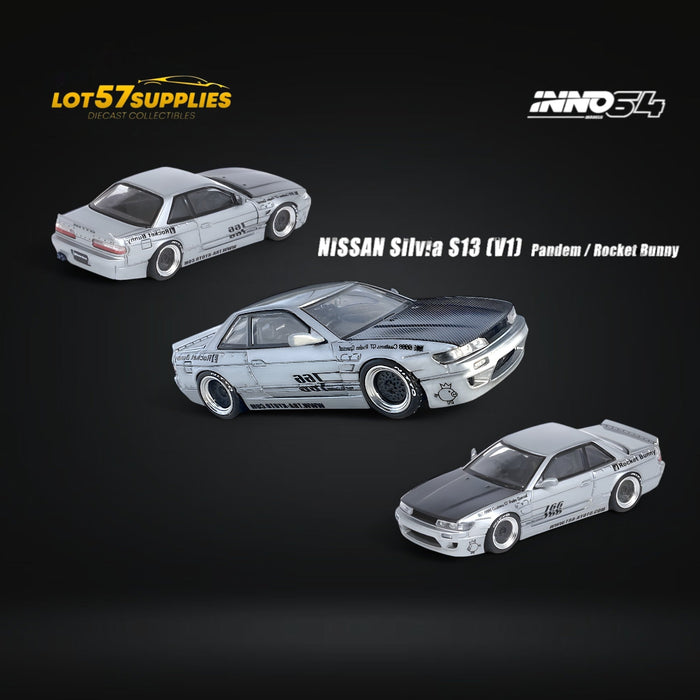Inno64 Nissan Silvia S13 (V1) Pandem Rocket Bunny in Silver 1:64 - for just $29.99! 