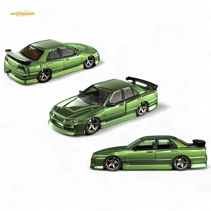 Mortal ER34 SKYLINE URAS Transparent Metallic Green 1:64 - for just $39.99! 