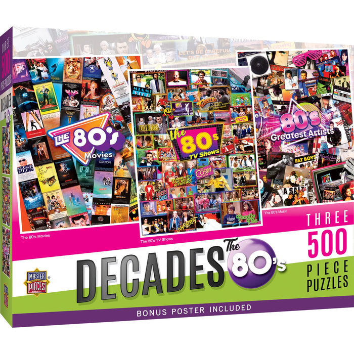 Decades - The 80's 500 Piece Jigsaw Puzzles 3 Pack - Just $24.99! Shop now at Retro Gaming of Denver