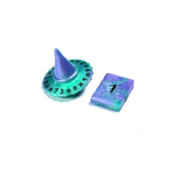 PolyHero Wizard d20 Wizard Hat & d2 Spellbook - Aether Mist - for just $15! 
