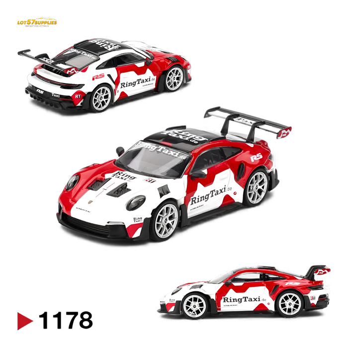 (Pre-Order) Mini GT Porsche 911 GT3 RS Weissach RingTaxi 1:64 - for just $21.99! 