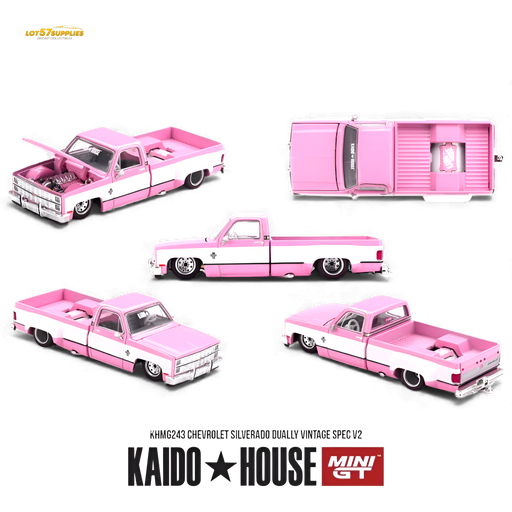 (Pre-Order) Mini GT x Kaido House Silverado Dually Pink 1:64 - for just $27.99! 