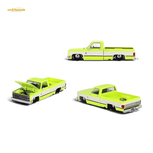 Mini GT x Kaido House Chevrolet Silverado FLO YELLOW 1:64 KHMG112 - for just $26.99! 
