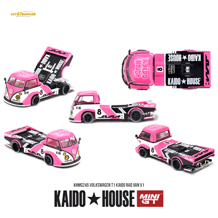 (Pre-Order) Mini GT x Kaido House Volkswagen T1 Pink 1:64 - for just $27.99! 