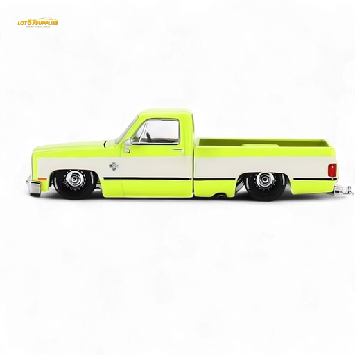 Mini GT x Kaido House Chevrolet Silverado FLO YELLOW 1:64 KHMG112 - for just $26.99! 