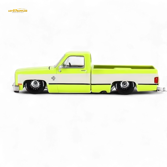 Mini GT x Kaido House Chevrolet Silverado FLO YELLOW 1:64 KHMG112 - for just $26.99! 