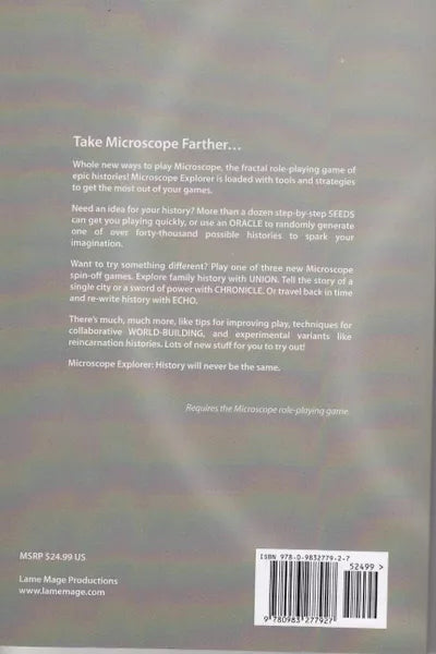 Microscope - A Fractal Roleplaying Game Of Epic Histories - Explorer Expansion - for just $14.99! 