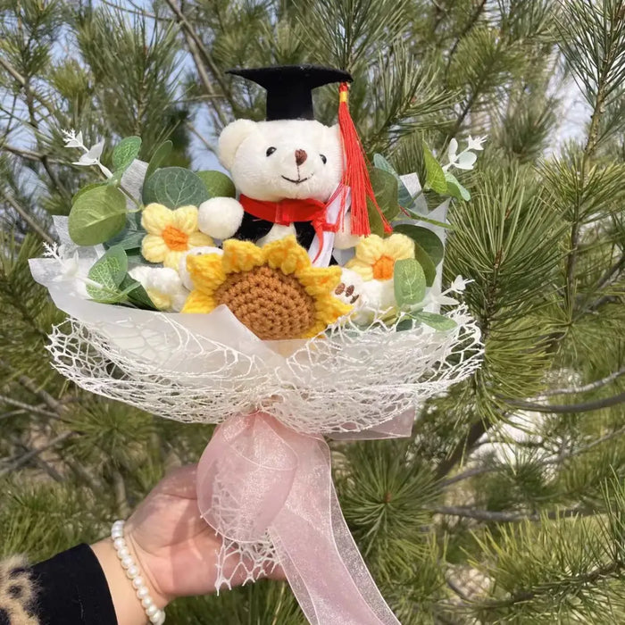 Kawaii Graduation Plush Bouquet – Cartoon Bear & Sunflower Gift Set - for just $30.95! 