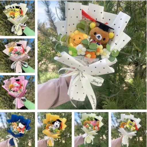 Kawaii Graduation Plush Bouquet – Cartoon Bear & Sunflower Gift Set - for just $30.95! 