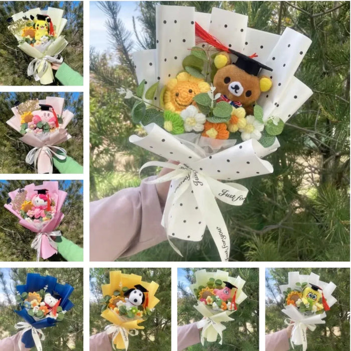 Kawaii Graduation Plush Bouquet – Cartoon Bear & Sunflower Gift Set - for just $30.95! 