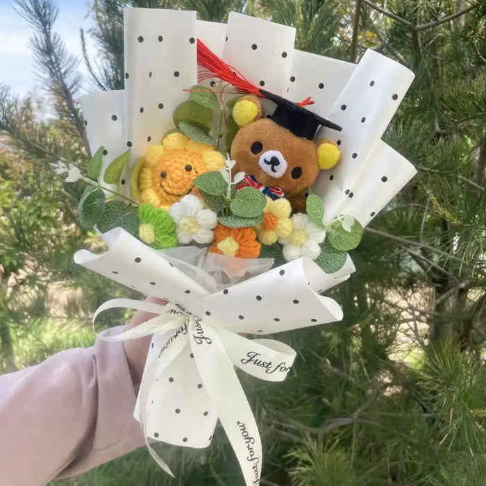 Kawaii Graduation Plush Bouquet – Cartoon Bear & Sunflower Gift Set - for just $30.95! 