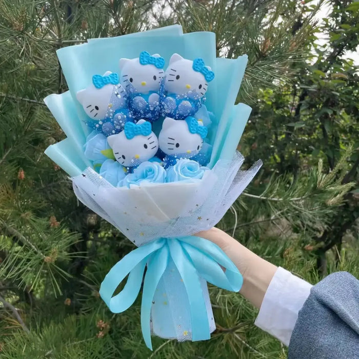 Kawaii Hello Kitty Plush Bouquet – Pink, Red & Purple Valentine's Gift - for just $40.95! 