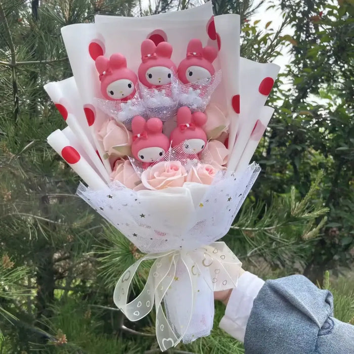 Kawaii Hello Kitty Plush Bouquet – Pink, Red & Purple Valentine's Gift - for just $40.95! 
