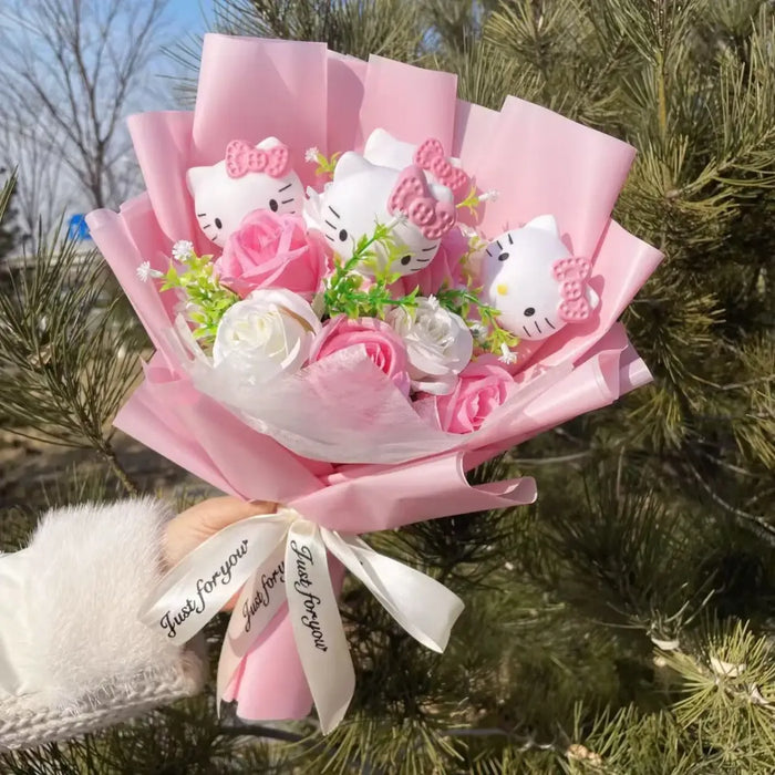 Kawaii Hello Kitty Plush Bouquet – Sanrio Flower Gift for Birthdays - for just $23.95! 