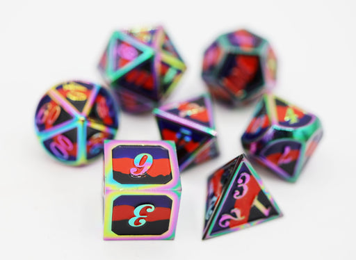 Polyamorous Pride Flag - Metal RPG Dice Set - for just $54.99! 