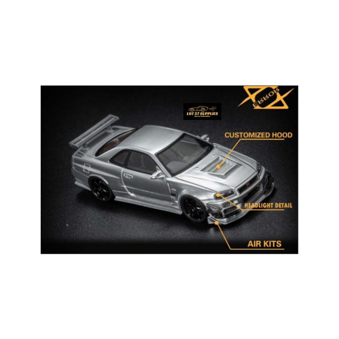 Error404 Model Nissan Skyline GT-R (R34) Customized in Aurora Silver 1:64 Limited to 299 Pcs - Just $64.99! Shop now at Retro Gaming of Denver