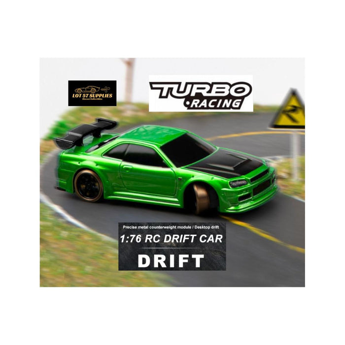 Turbo Racing 1:76 Scale Nissan Skyline GT-R R34 Green DRIFT RC C64-GN - Just $109.99! Shop now at Retro Gaming of Denver