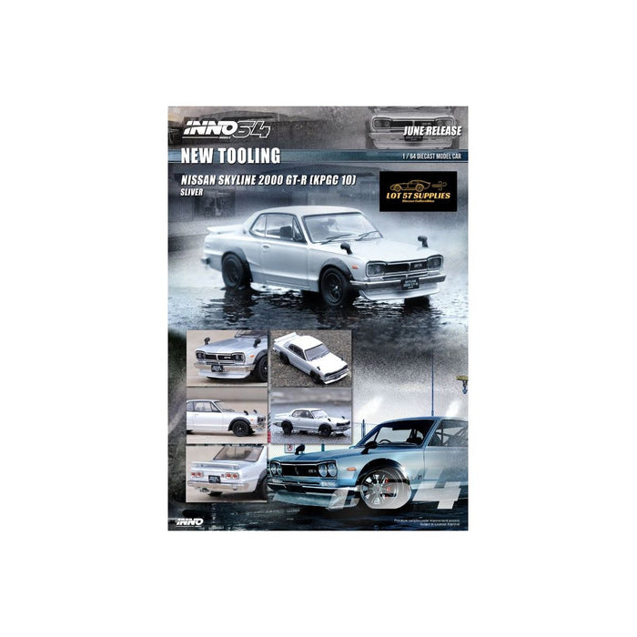 Inno64 Nissan Skyline 2000 GT-R (KPGC10) in Silver 1:64 - Premium Nissan - Just $25.99! Shop now at Retro Gaming of Denver