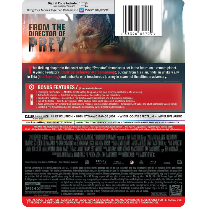 Predator: Badlands - Limited Edition Steelbook (4K Ultra HD + Blu-ray + Digital) - for just $53.99! 