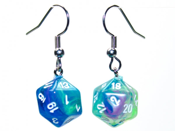 Chessex Dice: Hook Earrings - Festive Waterlily Mini-Poly d20 Pair - for just $9.98! 